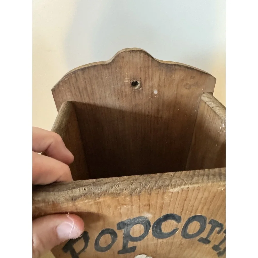 Cottage 90s 80s Nostalgic Popcorn Dispense Wood Decor Hanging Granny Grandma